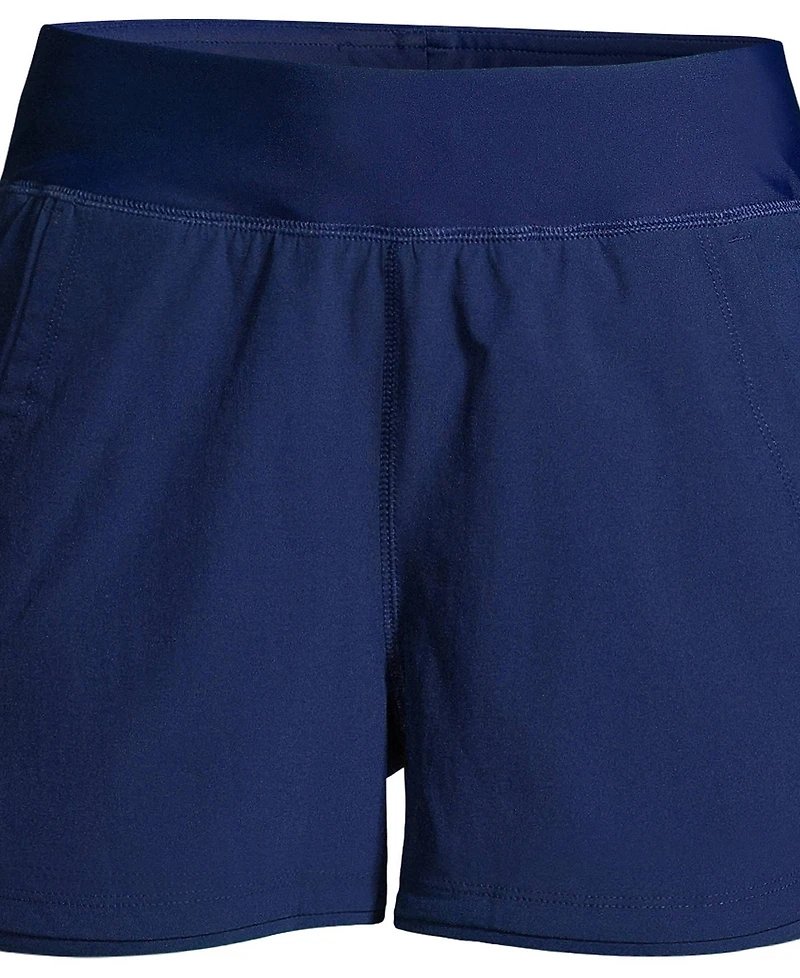 Lands' End Women's 3" Quick Dry Elastic Waist Board Shorts Swim Cover-up with Panty