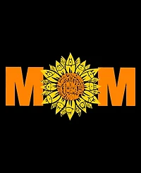 La Pop Art Women's Mom Sunflower Word V-Neck T-shirt