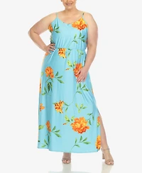 White Mark Plus Floral Strap Maxi Dress