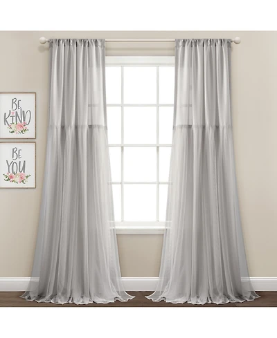 Lush Decor Tulle Skirt Solid Light Filtering Window Curtain Panels Pair 40"W x 84"L Neutral - Tan Curtains for Bedroom Cute