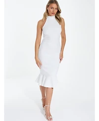 Quiz Women's Floral High Neck Frill Midi Dress