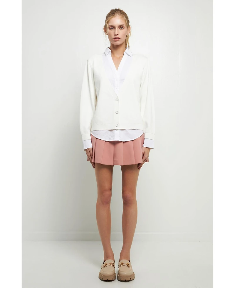 English Factory Women's Mixed Media Cardigan