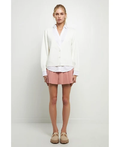 English Factory Women's Mixed Media Cardigan