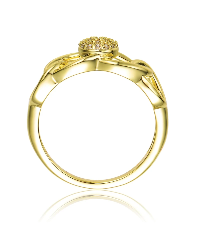 Ra 14K Gold Plated Clear Cubic Zirconia Linking Ring