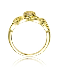 Ra 14K Gold Plated Clear Cubic Zirconia Linking Ring