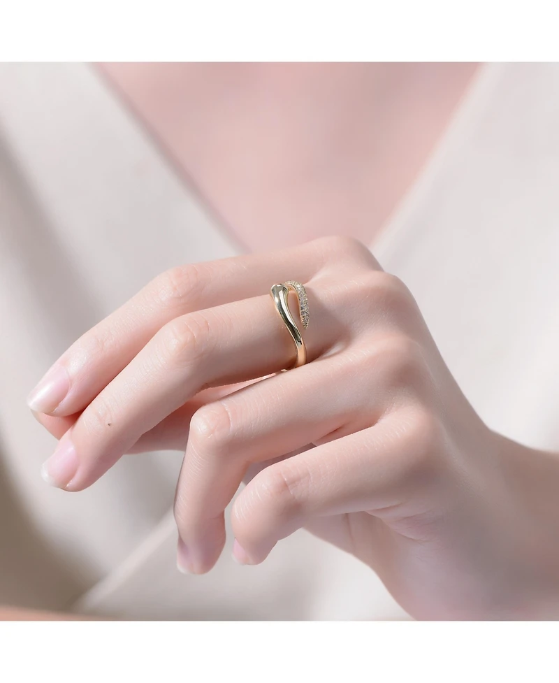 Ra 14K Gold Plated Cubic Zirconia Snake Bypass Ring