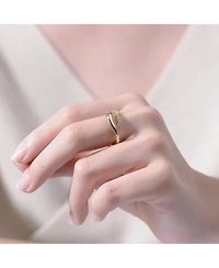 Ra 14K Gold Plated Cubic Zirconia Snake Bypass Ring