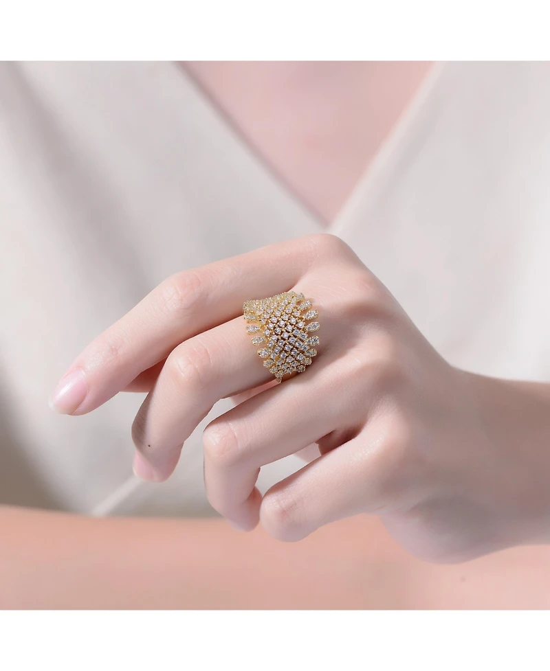Ra 14K Gold Plated Cubic Zirconia Cluster Dome Shape-a like Ring
