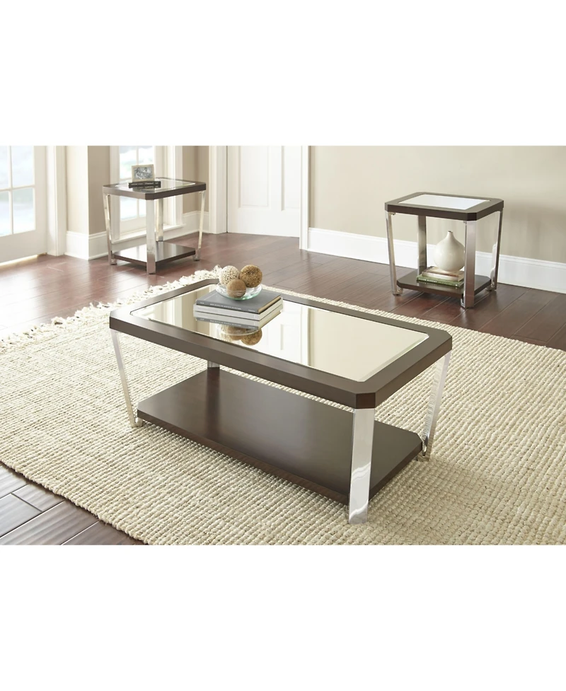 Steve Silver Truman 22" Wide Mirrored Top and Wood End Table
