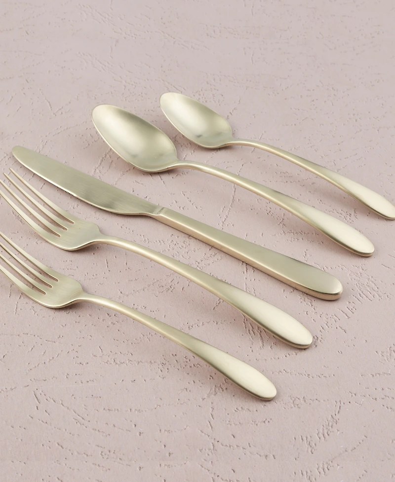 Cambridge Silversmiths Poet Champagne Satin 20 Piece 18/10 Stainless Steel Flatware Set, Service for 4