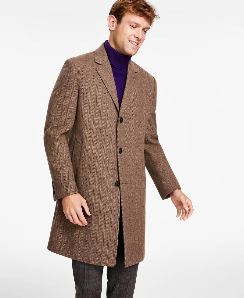 Michael Kors Men's Classic-Fit Wool Blend Herringbone Overcoat