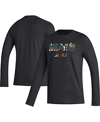 Men's adidas Black Miami Hurricanes Honoring Excellence Long Sleeve T-shirt