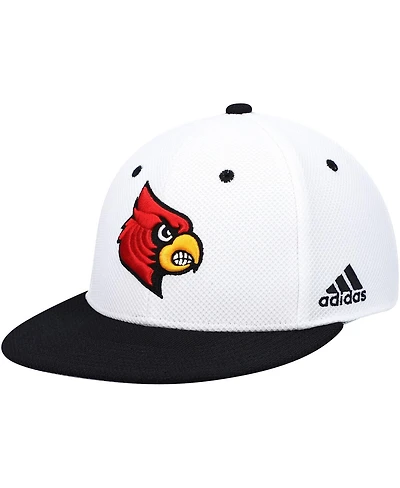 Men's adidas White, Black Louisville Cardinals On-Field Baseball Fitted Hat