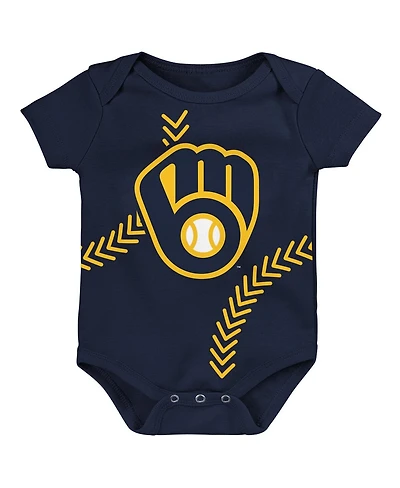Newborn and Infant Boys Girls Navy Milwaukee Brewers Running Home Bodysuit