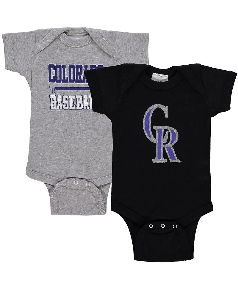 Newborn and Infant Boys Girls Soft As A Grape Black, Gray Colorado Rockies 2-Piece Body Suit