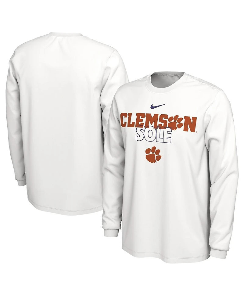 Men's Nike White Clemson Tigers On Court Long Sleeve T-shirt