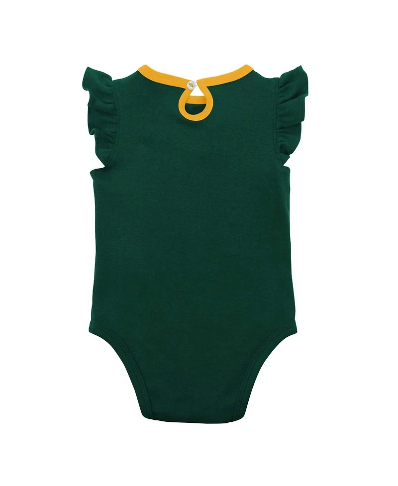 Newborn and Infant Boys Girls Green, Heather Gray Oakland Athletics Little Fan Two-Pack Bodysuit Set