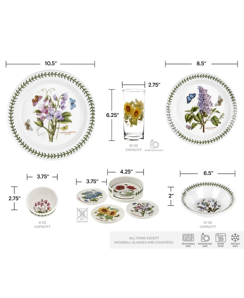 Portmeirion Botanic Garden 25 Pc. Dinnerware Set, Service for 4, Exclusively at Macy's