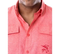 Guy Harvey Men's Short Sleeve Heathered Fishing Shirt
