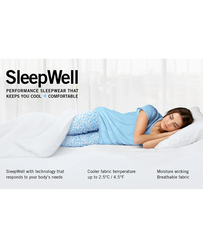 Hue Womens Plus size Sleepwell Printed Knit pajama pant made with Temperature Regulating Technology
