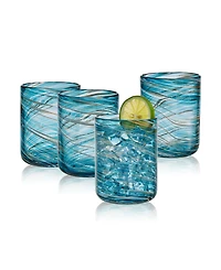 Mikasa Color Swirl 15 Ounce Double Old Fashion Drinking Glass 4-Piece Set