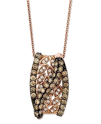 Le Vian Chocolate Diamond & Vanilla Diamond Vine Motif (1-1/2 ct. t.w.) 18" Pendant Necklace in 14k Rose Gold