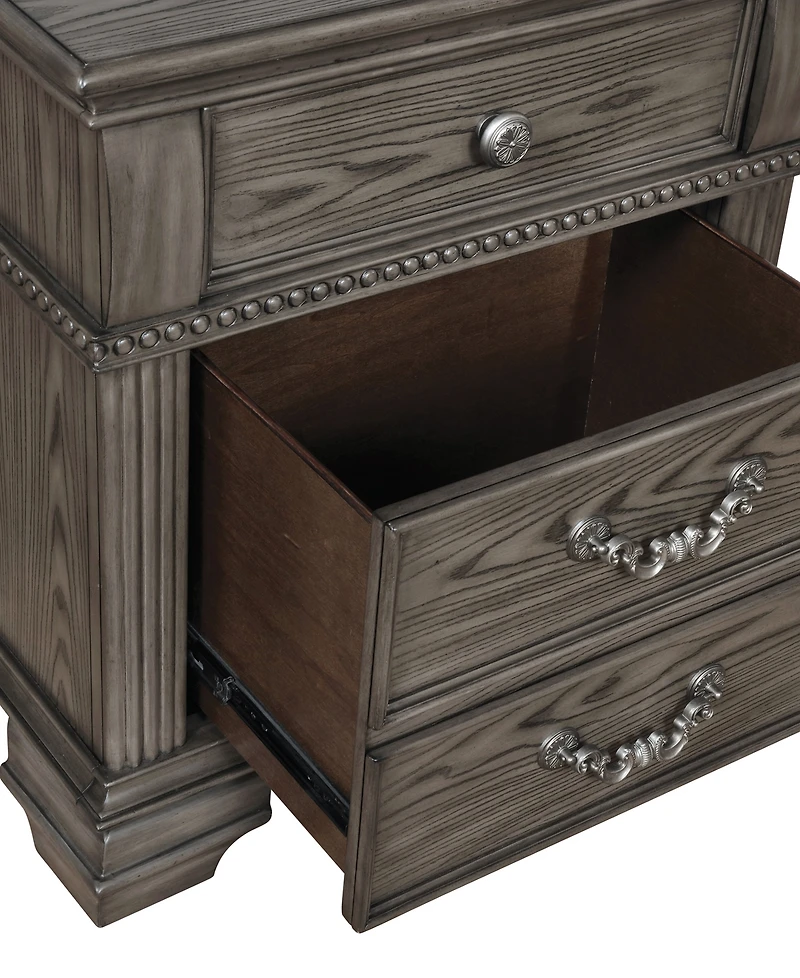 Furniture of America Hamilton 29" Solid Wood 3-Drawer Nightstand with Universal Serial Bus Ports