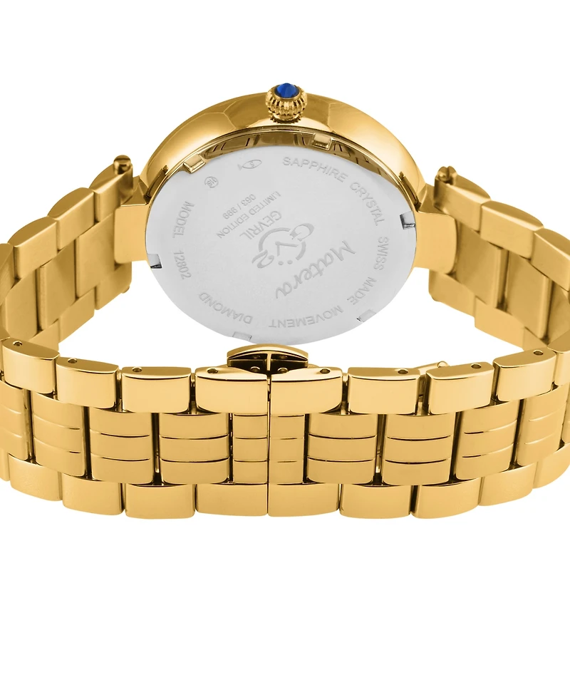 GV2 by Gevril Women's Matera Swiss Quartz Gold-Tone Stainless Steel Watch 35mm