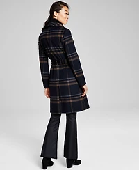Calvin Klein Womens Wool Blend Belted Wrap Coat