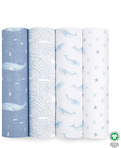 aden by aden + anais Essentials Oceanic Muslin Swaddles, Pack of 4
