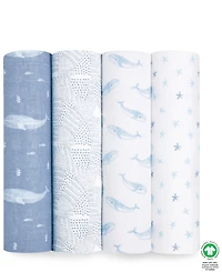 aden by aden + anais Essentials Oceanic Muslin Swaddles, Pack of 4