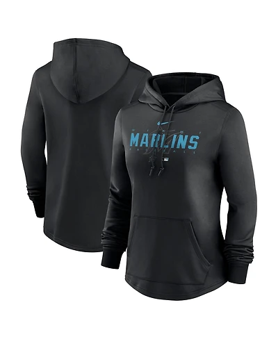 Women's Nike Black Miami Marlins Authentic Collection Pregame Performance Pullover Hoodie