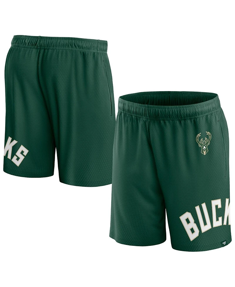 Men's Fanatics Hunter Green Milwaukee Bucks Free Throw Mesh Shorts