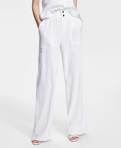 I.n.c. International Concepts Women's Linen Paperbag-Waist Pants, Created for Macy's