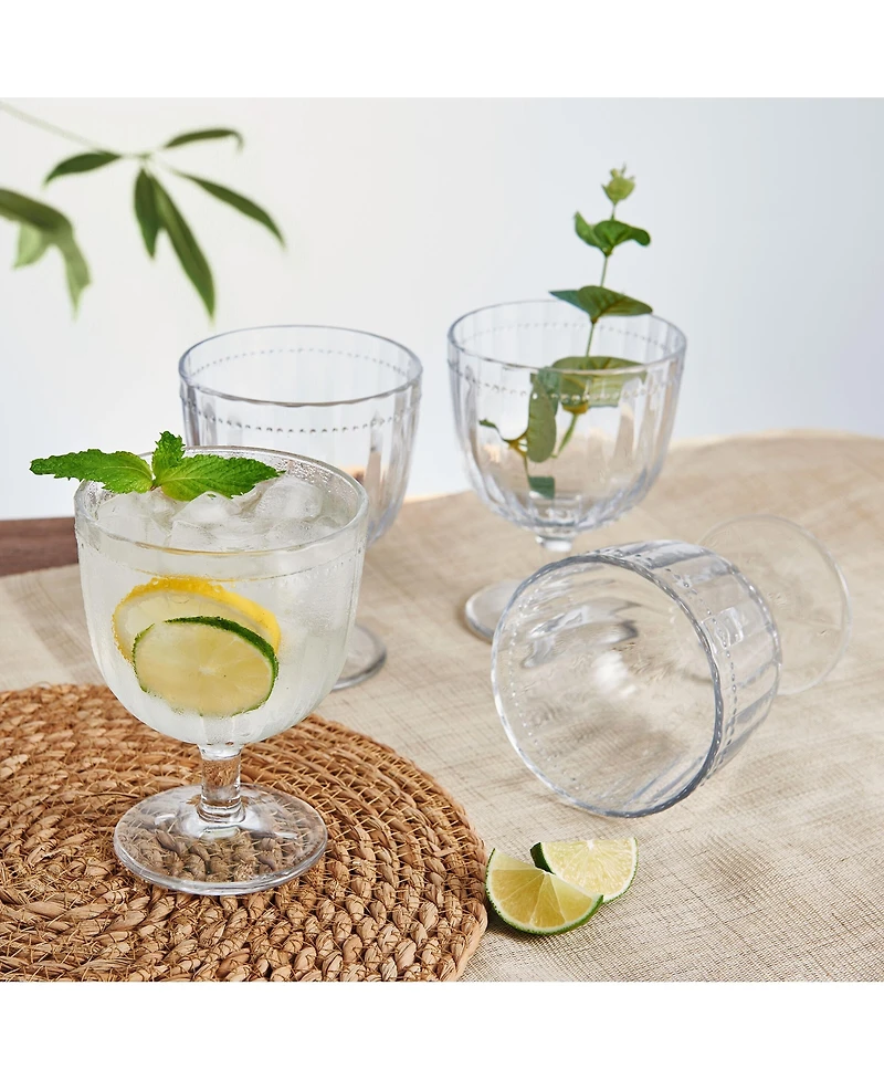Fitz and Floyd Beaded 14-oz Wine Goblets 4-Piece Set