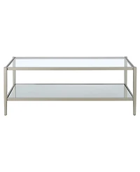 Hudson & Canal Hera 45" Wide Metal Rectangular Coffee Table with Mirror Shelf
