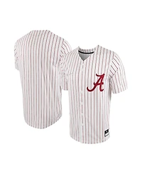 Men's Nike White, Crimson Alabama Tide Pinstripe Replica Full-Button Baseball Jersey