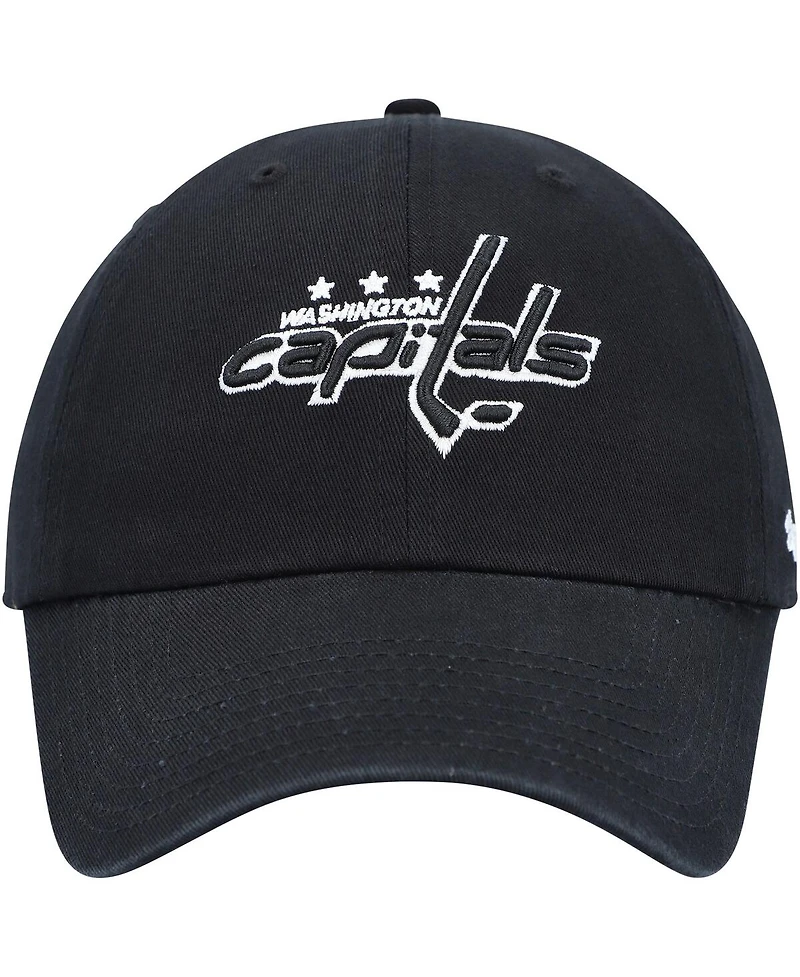 Men's '47 Brand Black Washington Capitals Clean Up Adjustable Hat