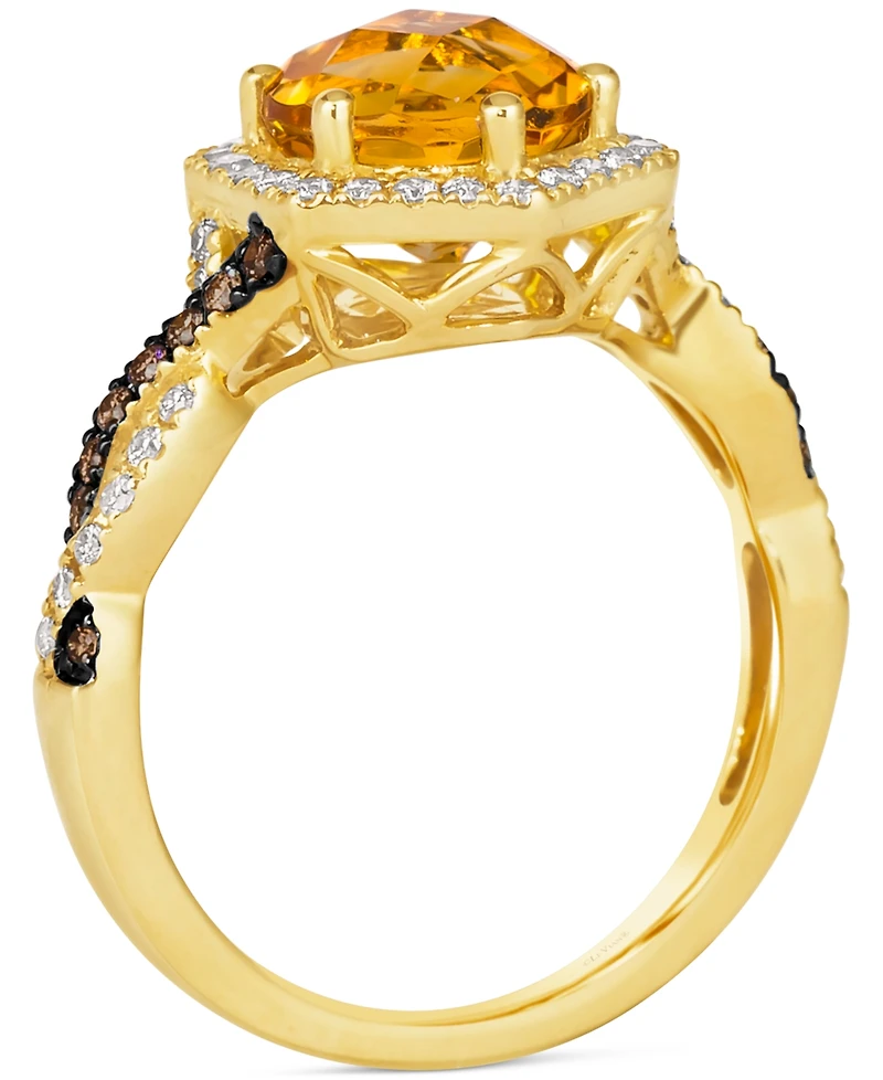 Le Vian Cinnamon Citrine (1-7/8 ct. t.w.) & Diamond (3/8 ct. t.w.) Halo Twist Ring in 14k Gold