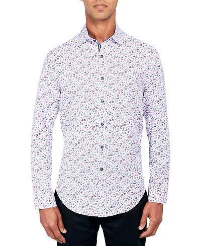 Society of Threads Men's Regular-Fit Non-Iron Performance Stretch Micro Flower-Print Button-Down Shirt
