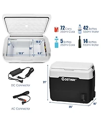 Costway 42 Qt Portable Car Refrigerator Dual-Zone Car Cooler