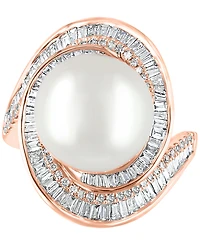 Effy Cultured Freshwater Pearl (12-1/2mm) & Diamond (3/4 ct. t.w.) Ring 14k White Gold (Also Available Yellow Rose Gold)