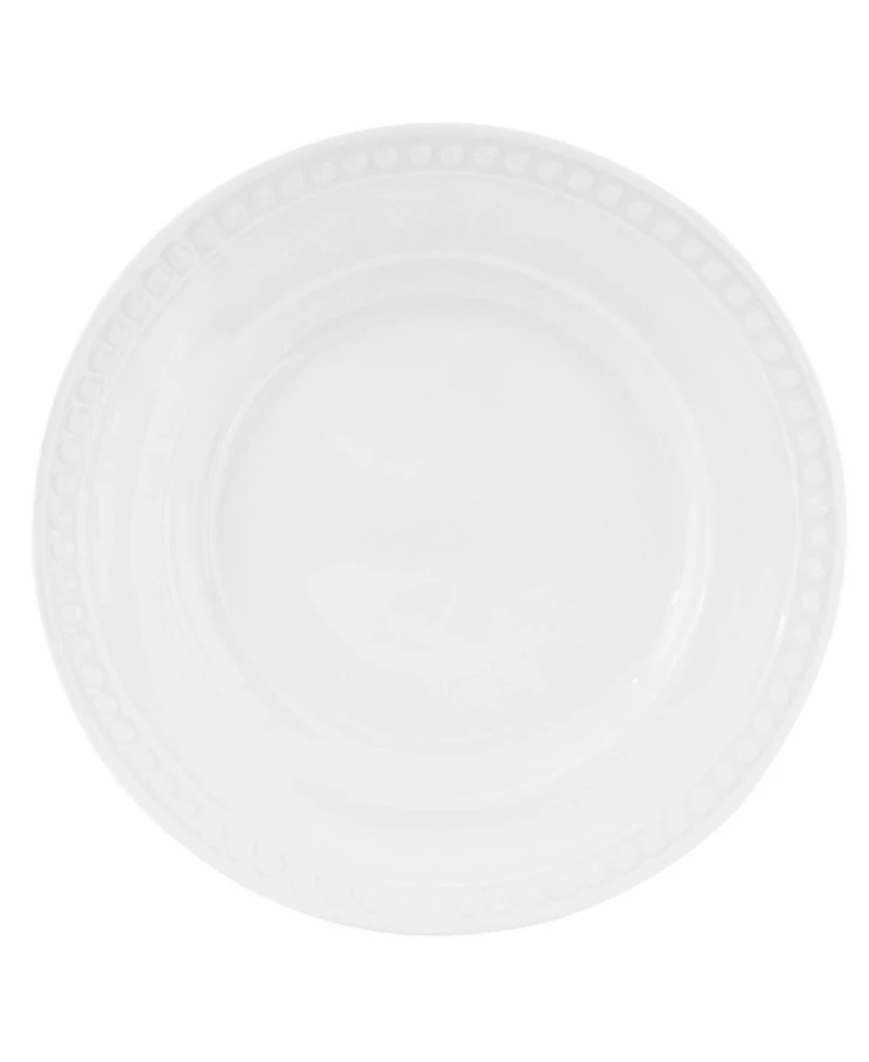 Fitz and Floyd Everyday Whiteware Beaded Salad Plate 4 Piece Set