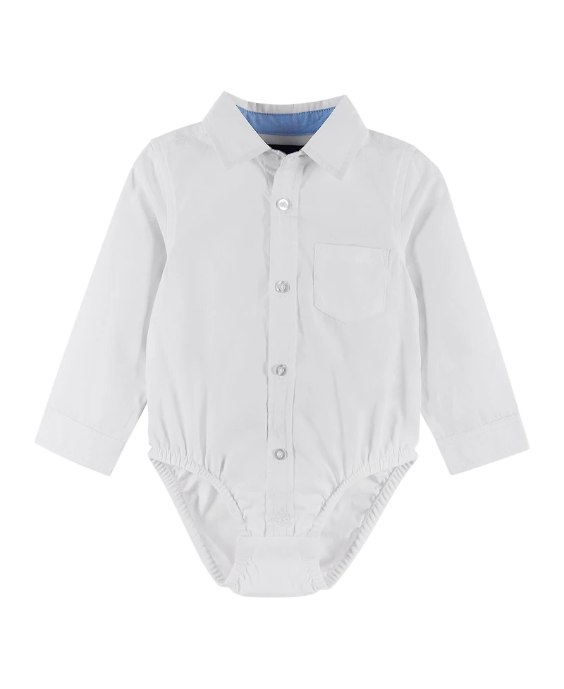 Andy & Evan Baby Boys White Poplin Button-down Shirt