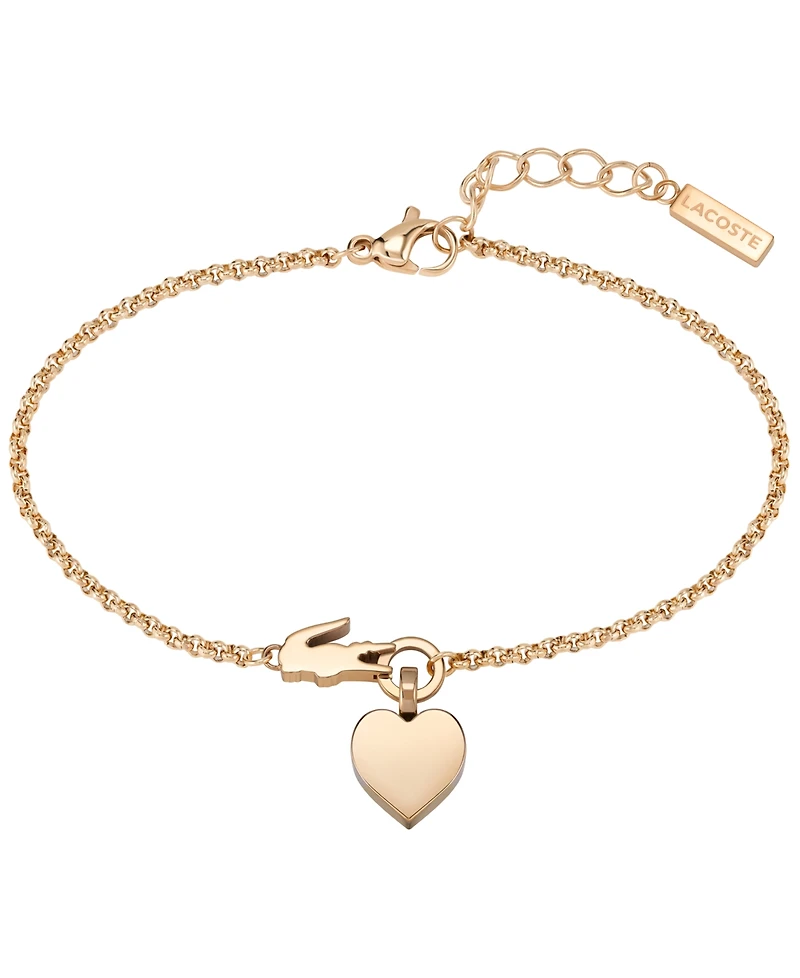 Lacoste Carnation Gold Tone Crocodile Heart Bracelet