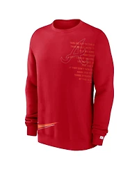Men's Nike Red Atlanta Braves Statement Ball Game Fleece Pullover Sweatshirt