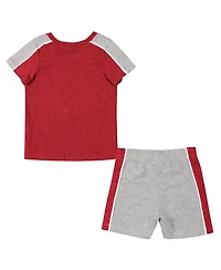 Infant Boys and Girls Colosseum Crimson, Heather Gray Alabama Crimson Tide Norman T-shirt Shorts Set