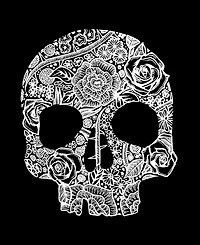 La Pop Art Men's Word Art Crewneck Flower Skull Sweatshirt
