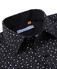 Suslo Couture Men's Slim-Fit Geo-Print Performance Shirt