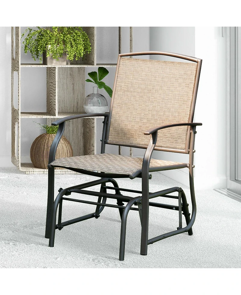 Costway Patio Swing Single Glider Chair Rocking Seating Steel Frame Garden